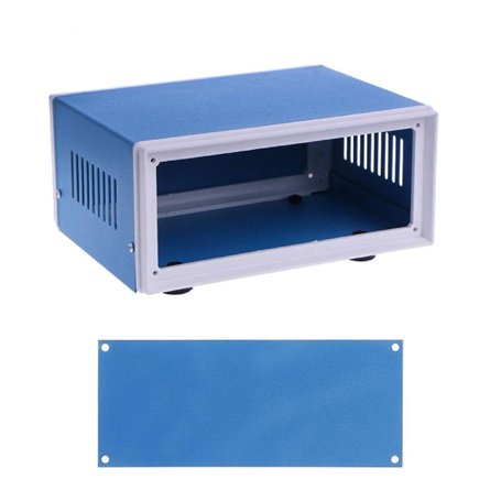 Boîte de jonction bleue rectangulaire en métal Boîtier électronique DIY Boîte de prévention Boîtier d'alimentation Résistant à l