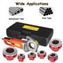 Fileteuse électrique pour tubes, machine à fileter portative robuste avec 6 matrices et boîte à outils, kit de filetage à clique
