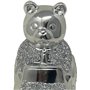 Ours en diamant écrasé argenté éblouissant avec singe et lapin – Décoration de Noël en cristal de luxe pour la maison et le bure