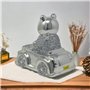 Ours en diamant écrasé argenté éblouissant avec singe et lapin – Décoration de Noël en cristal de luxe pour la maison et le bure