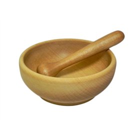 Mortier et pilon en bois - Broyeur à épices et herbes - En bois de hêtre - Cadeau pour la maison - M08