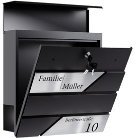 Bl4ckPrint Boîte aux lettres de qualité supérieure avec compartiment à journaux - Anthracite - Boîte aux lettres personnalisée a