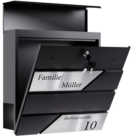 Bl4ckPrint Boîte aux lettres de qualité supérieure avec compartiment à journaux - Anthracite - Boîte aux lettres personnalisée a