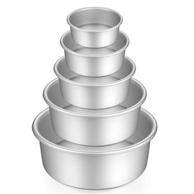 Gesentur Ensemble de Moules à Gâteau Ronds Revêtement Anti-adhésif avec Base Amovible Moules (5 pièces)