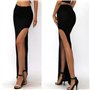 lijun Femmes Taille Haute Sexy côté Ouvert Fendu Paquet Hanche Moulante Club Maxi Jupe Longue