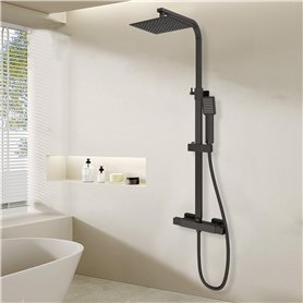 HAPAOSO Colonne De Douche Thermostatique De Salle De Bains Réglable Anti-brûlure Toucher Froid