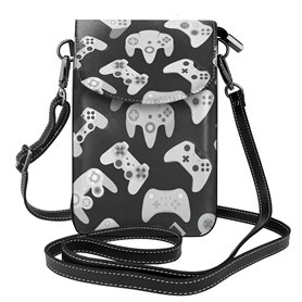 Sac à bandoulière en cuir avec motif manette de jeu pour téléphone