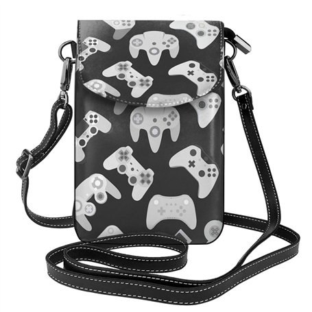 Sac à bandoulière en cuir avec motif manette de jeu pour téléphone