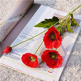 FGYZYP Lot de 4 branches de coquelicot artificielles réalistes
