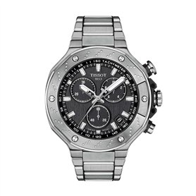Tissot T-Race T1414171105101 Montre chronographe à quartz avec boîtier en acier inoxydable 316L Gris