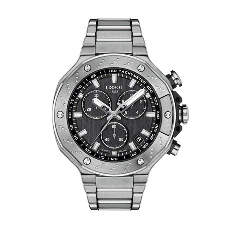 Tissot T-Race T1414171105101 Montre chronographe à quartz avec boîtier en acier inoxydable 316L Gris