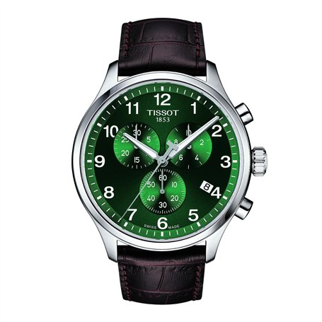 Tissot Men's Watch Chrono XL Chronograph Green Steel T116.617.16.092.00 Leather Strap