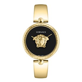 Versace Palazzo Empire Collection Montre de luxe pour femme avec bracelet doré et boîtier avec cadran noir