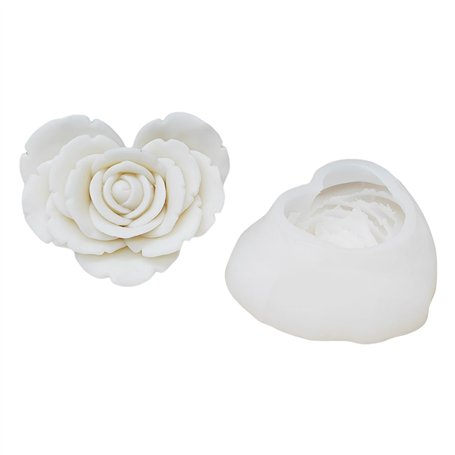 ZwaitL Moule en silicone en forme de rose pour bougie parfumée