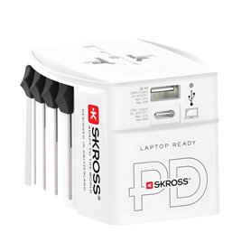 SKROSS - MUV AC45PD avec Câble Type C (160 cm) - Adaptateur Universel Type C et 1 x Type A 45 W - Tension et Puissance: 100V - 2