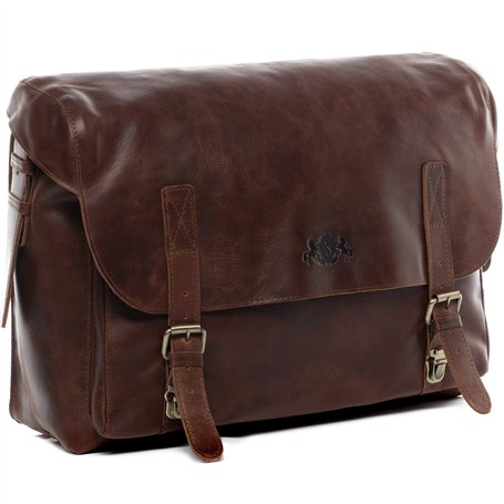 SID & VAIN Serviette Ordinateur Eton | Compartiment 15" Laptop Cuir véritable | Cartable Porte-Document attaché-Case XL Grand Ho