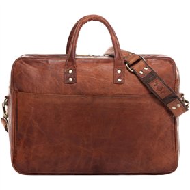 SID & VAIN Sac bandoulière Ordinateur 15 Pouces Cedar Cuir véritable |Sacoche Porte-Document en bandoulière Marron |Sac Messager