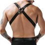 MinnowXY Bretelles réglables en cuir PU pour homme avec clips métalliques solides, noir, comme montré
