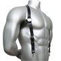MinnowXY Bretelles réglables en cuir PU pour homme avec clips métalliques solides, noir, comme montré