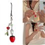 AIRHSKWI Pendentif en forme de fraise - Perles colorées - Porte-clés détachable pour téléphone portable - Décoration de sac - Bi