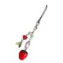 AIRHSKWI Pendentif en forme de fraise - Perles colorées - Porte-clés détachable pour téléphone portable - Décoration de sac - Bi