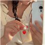 AIRHSKWI Pendentif en forme de fraise - Perles colorées - Porte-clés détachable pour téléphone portable - Décoration de sac - Bi