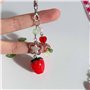AIRHSKWI Pendentif en forme de fraise - Perles colorées - Porte-clés détachable pour téléphone portable - Décoration de sac - Bi