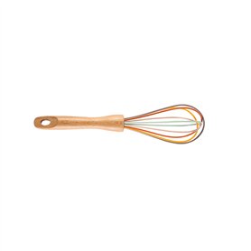 Ksikdeg Fouet manuel en silicone avec manche en bois - Batteur à œufs pratique pour la cuisine et la pâtisserie