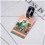Étiquettes à bagages d'intérieur avec impression de plantes vertes en pot - Identifiants d'identification avec couverture de con