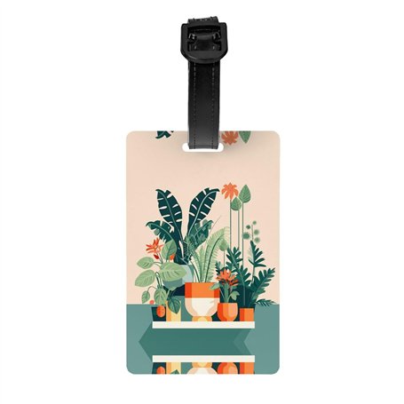 Petites étiquettes à bagages imprimées de plantes vertes de dessin animé – Identifiants d'identification avec couverture de conf