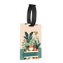 Petites étiquettes à bagages imprimées de plantes vertes de dessin animé – Identifiants d'identification avec couverture de conf