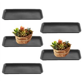CAKEEYUM 5 PCS Plateaux de Plantes pour Pots Soucoupe de Plante rectangulaire en Plastique Plateaux d'égouttement Plantes étanch