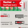 Fischer PowerBox 564282 Lot de 180 chevilles DuoPower avec vis et crochets pour mur plein, perforé et cloison sèche, 360 pièces 