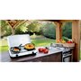 Réchaud gaz portable 2 feux 2600W Blanc laqué Couvercle Plaque de cuisson KEMPER