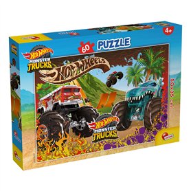 Lisciani - HOT WHEELS Puzzle - 60 Pièces - Pour Enfants dès 4 ans - 35x50cm - Puzzle Monster Trucks avec Cascades Audacieuses -
