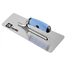AUSONIA - TALOCHE POUR STUC AVEC LAME EN ACIER INOX TRAPÉZOÏDALE À BORDS ARRONDIS 20X08 ET MANCHE EN CAOUTCHOUC BI-MATIÈRE