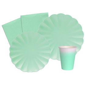 Ciao- Kit Table Fête Party Flower Shape 8 Personnes (44 pcs: Assiettes
