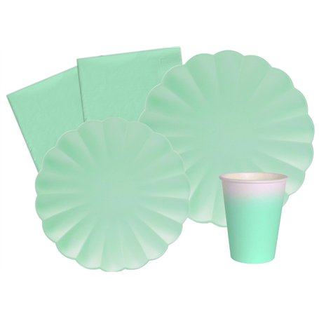 Ciao- Kit Table Fête Party Flower Shape 8 Personnes (44 pcs: Assiettes