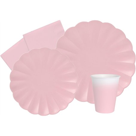 Ciao Kit Table Fête Party Flower Shape pour 8 Personnes (44 pièces: 8 Assiettes Ø23cm