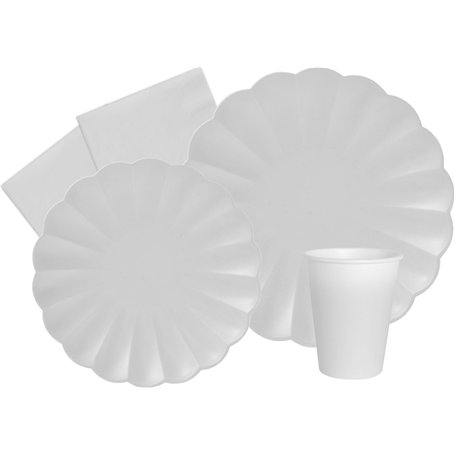 Ciao-Kit Table Fête Party Flower Shape 8 personnes (44 pcs: assiettes