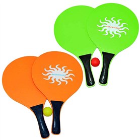 BEACHART Set de raquettes de plage en bois avec boule 2 couleurs au choix
