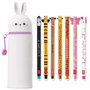 LEGAMI - Lot de 7 stylos gel effaçables + trousse 2 en 1 – avec encre effaçable thermosensible