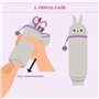 LEGAMI - Lot de 7 stylos gel effaçables + trousse 2 en 1 – avec encre effaçable thermosensible, couleurs d'encre et motifs de ba