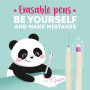 LEGAMI - Lot de 7 stylos gel effaçables + trousse 2 en 1 – avec encre effaçable thermosensible, couleurs d'encre et motifs de ba