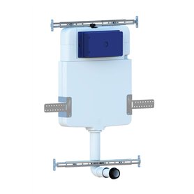 Réservoir caché compléte pour cuvette au sol avec plaque de commande en acier inoxydable double bouton