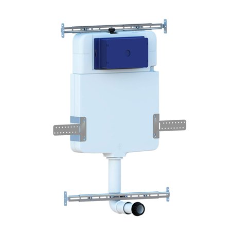 Réservoir caché compléte pour cuvette au sol avec plaque de commande en acier inoxydable double bouton