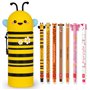 LEGAMI - Lot de 7 stylos gel effaçables + trousse 2 en 1 – avec encre effaçable thermosensible