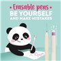 LEGAMI - Lot de 7 stylos gel effaçables + trousse Pingouin 2 en 1 – avec encre effaçable thermosensible, gamme de couleurs d'enc