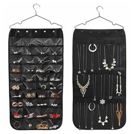 Boîte à bijoux murale pour femme avec 40 compartiments transparents et 20 crochets – Organisateur pour bijoux