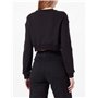 Love Moschino Cropped Fit Sweat-Shirt à Manches Longues et col Rond Maillot de survêtement, Noir, 44 Femme